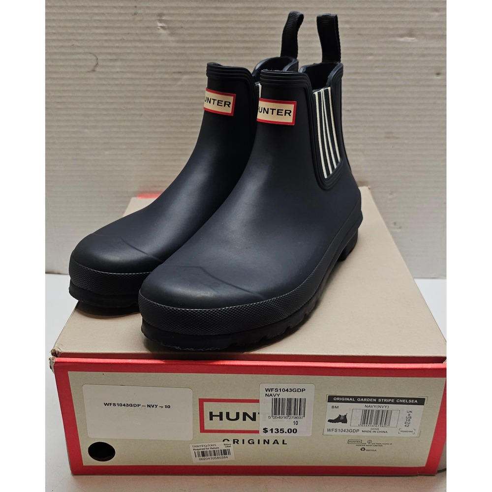 Hunter Original Garden Stripe Chelsea Boots Navy WFS1043GDP Womens 10